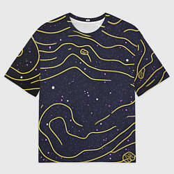 Футболка оверсайз мужская Абстракция золотых линий текстура, цвет: 3D-принт