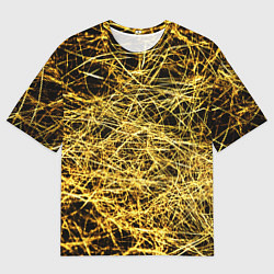 Футболка оверсайз мужская Золотое плетение на черном, цвет: 3D-принт
