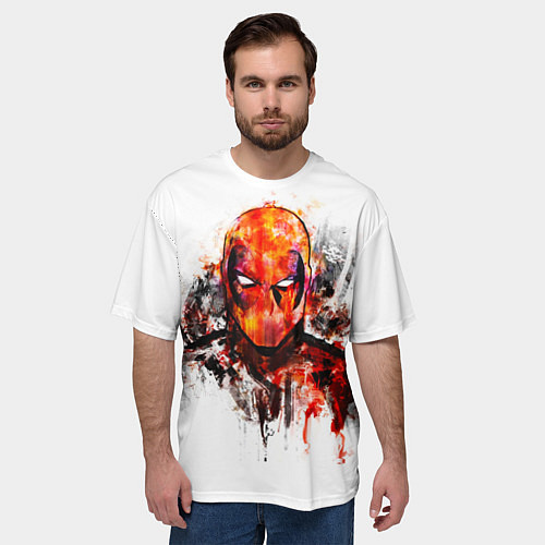 Мужская футболка оверсайз Дэдпул краски / 3D-принт – фото 3
