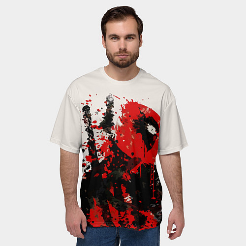Мужская футболка оверсайз Дэдпул брызги / 3D-принт – фото 3