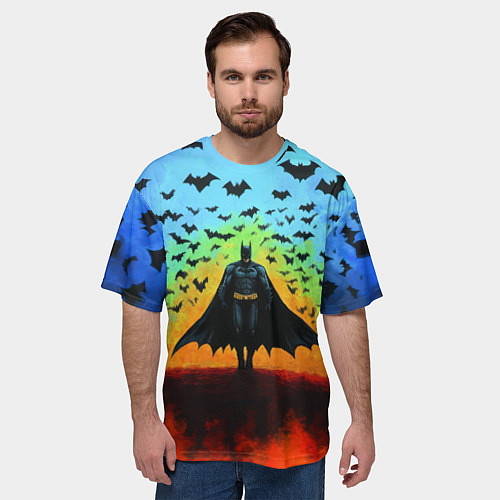 Мужская футболка оверсайз Бэтмен и летучие мыши / 3D-принт – фото 3