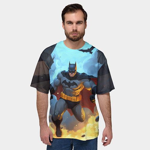 Мужская футболка оверсайз Бэтмен в прыжке / 3D-принт – фото 3