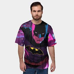 Футболка оверсайз мужская Бэтмен в фиолетовом свете, цвет: 3D-принт — фото 2
