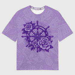 Футболка оверсайз мужская Штурвал в розах, цвет: 3D-принт