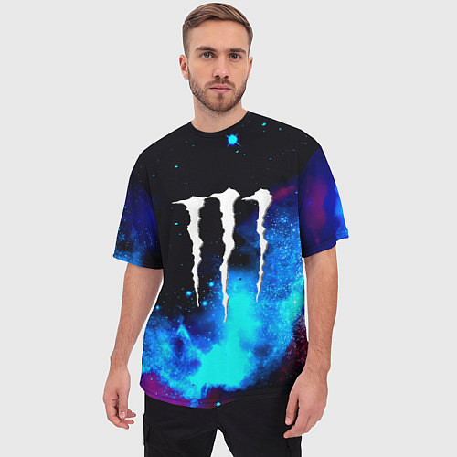 Мужская футболка оверсайз Monster energy космос / 3D-принт – фото 3
