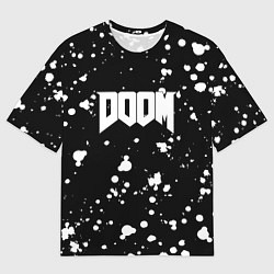 Мужская футболка оверсайз Doom белые краски всплеск
