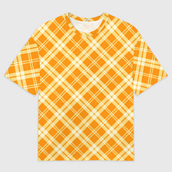 Мужская футболка оверсайз Жёлтый крупная клетка