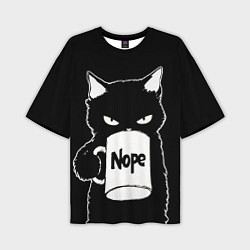 Футболка оверсайз мужская Angry black cat nope, цвет: 3D-принт