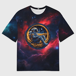 Футболка оверсайз мужская Космонавт сидит в луне, цвет: 3D-принт