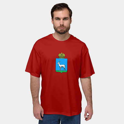 Мужская футболка оверсайз Герб города Самара с козой / 3D-принт – фото 3