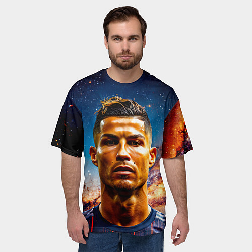 Мужская футболка оверсайз Криштиану Роналду в космосе / 3D-принт – фото 3