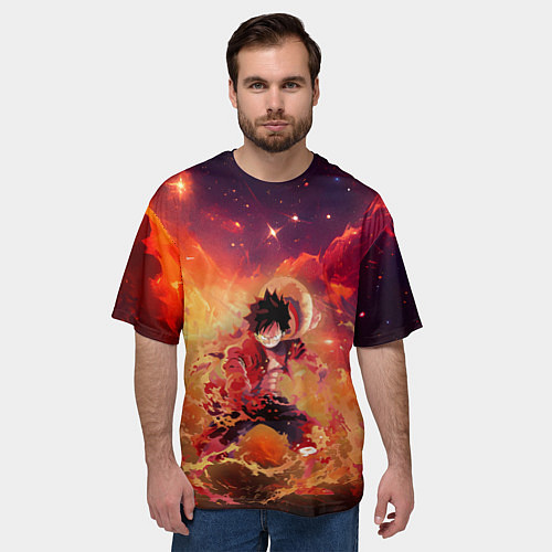 Мужская футболка оверсайз Fire Luffy - One Piece / 3D-принт – фото 3