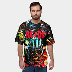 Футболка оверсайз мужская ACDC рок монстры, цвет: 3D-принт — фото 2