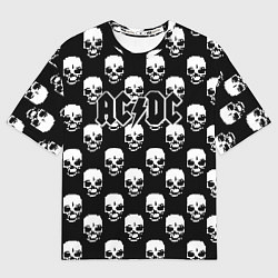 Футболка оверсайз мужская AC DC rock skull, цвет: 3D-принт