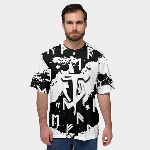 Мужская футболка оверсайз Doom символы краски / 3D-принт – фото 3