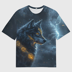 Футболка оверсайз мужская Волк фэнтези стиль, цвет: 3D-принт