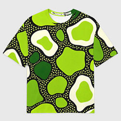 Футболка оверсайз мужская Зеленая абстракция с кругами, цвет: 3D-принт
