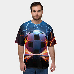Футболка оверсайз мужская Футбольный мяч в молниях, цвет: 3D-принт — фото 2