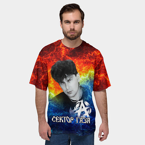 Мужская футболка оверсайз Сектор газа Юрий Хой / 3D-принт – фото 3