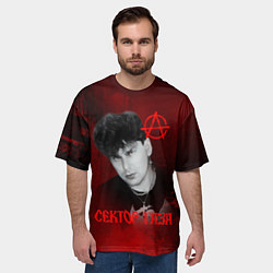Футболка оверсайз мужская Сектор газа красный фон, цвет: 3D-принт — фото 2
