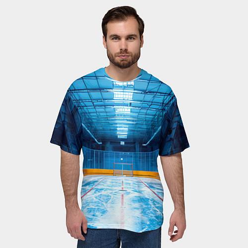 Мужская футболка оверсайз Хоккейная коробка / 3D-принт – фото 3