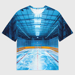 Футболка оверсайз мужская Хоккейная коробка, цвет: 3D-принт