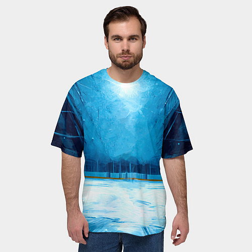 Мужская футболка оверсайз Хоккейная площадка / 3D-принт – фото 3