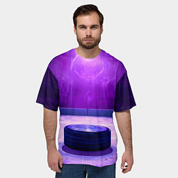 Футболка оверсайз мужская Шайба в фиолетовом, цвет: 3D-принт — фото 2