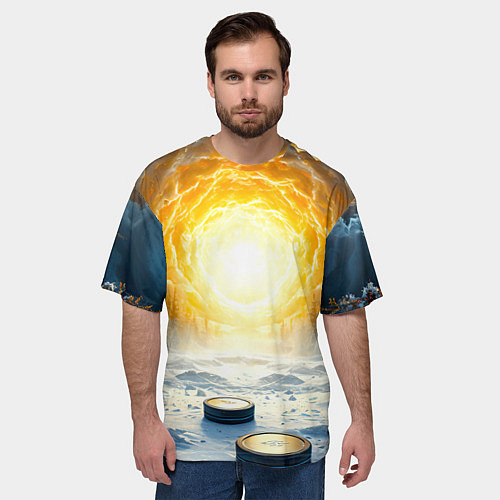 Мужская футболка оверсайз Шайбы в лесу / 3D-принт – фото 3