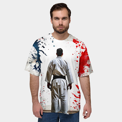 Мужская футболка оверсайз Борец айкидо на белом / 3D-принт – фото 3