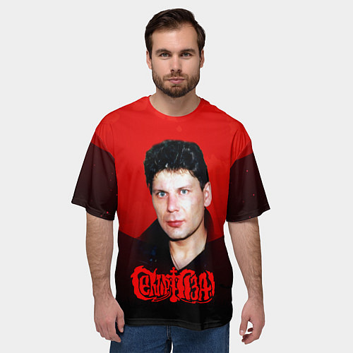 Мужская футболка оверсайз Юрий Клинских красная луна / 3D-принт – фото 3