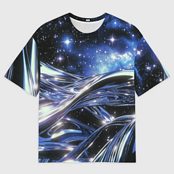 Футболка оверсайз мужская Закрученные линии и звезды - космическая абстракци, цвет: 3D-принт