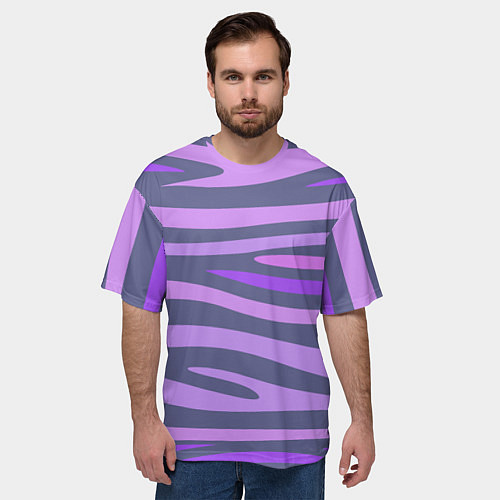 Мужская футболка оверсайз Лавандовые волны / 3D-принт – фото 3