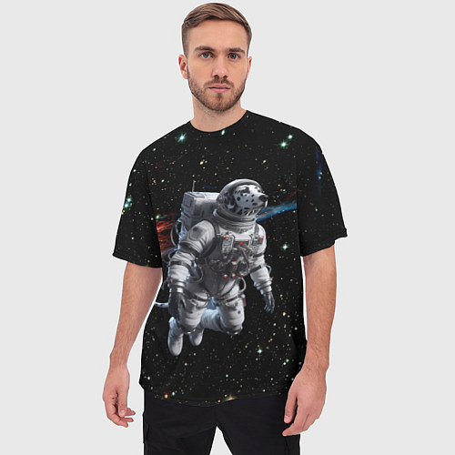 Мужская футболка оверсайз The dalmatian brave cosmonaut - ai art / 3D-принт – фото 3
