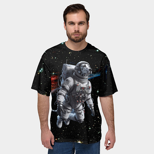 Мужская футболка оверсайз The dalmatian brave cosmonaut - ai art / 3D-принт – фото 3