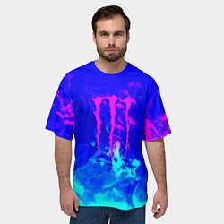 Футболка оверсайз мужская Monster energy дым неоновый, цвет: 3D-принт — фото 2