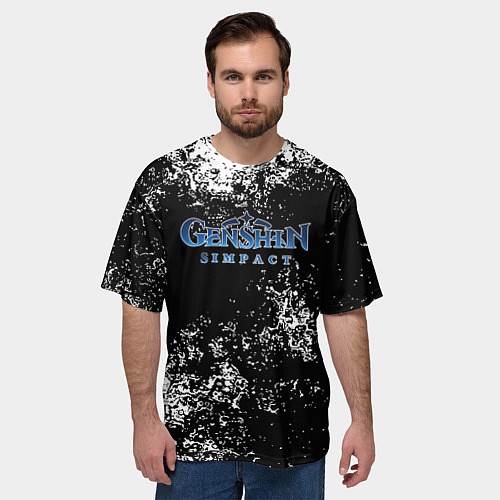 Мужская футболка оверсайз Genshin Impact брызги красок / 3D-принт – фото 3