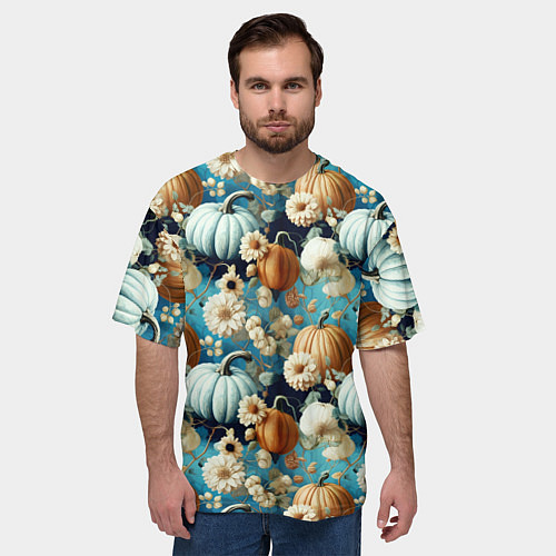 Мужская футболка оверсайз Маленькие тыковки / 3D-принт – фото 3