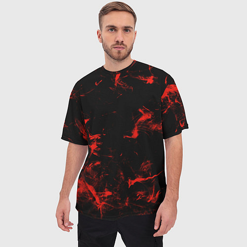Мужская футболка оверсайз Color red black / 3D-принт – фото 3