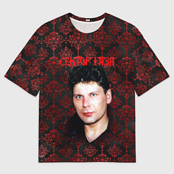 Футболка оверсайз мужская Сектор газа красные узоры, цвет: 3D-принт