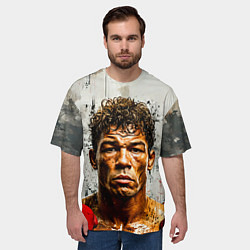 Футболка оверсайз мужская Артуро Гатти на сером, цвет: 3D-принт — фото 2