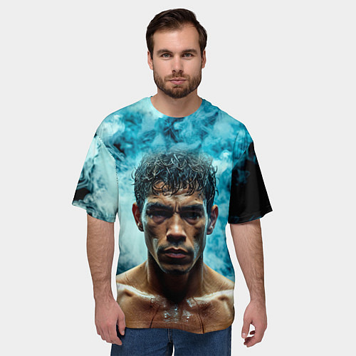 Мужская футболка оверсайз Артуро Гатти в дыму / 3D-принт – фото 3