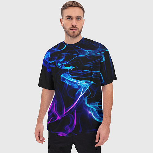 Мужская футболка оверсайз Color blue pink / 3D-принт – фото 3