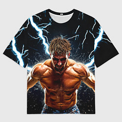 Футболка оверсайз мужская Рестлер в молниях, цвет: 3D-принт