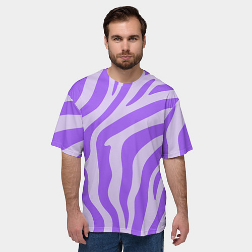 Мужская футболка оверсайз Лавандовый тигровый паттерн / 3D-принт – фото 3