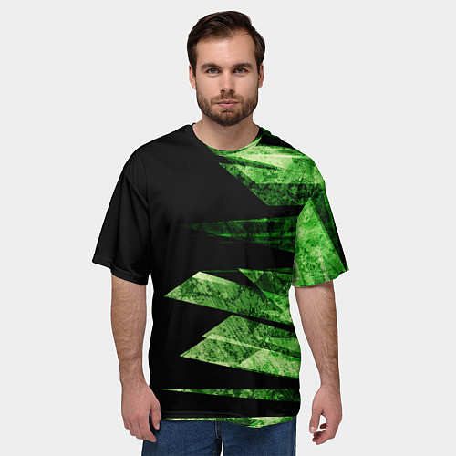 Мужская футболка оверсайз Color green black / 3D-принт – фото 3