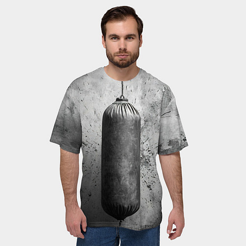 Мужская футболка оверсайз Серая боксерская груша / 3D-принт – фото 3