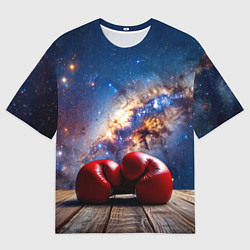Футболка оверсайз мужская Боксерские перчатки в космосе, цвет: 3D-принт