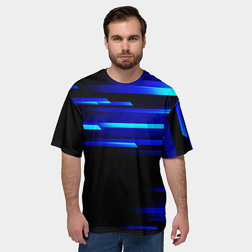 Мужская футболка оверсайз Color blue black / 3D-принт – фото 3