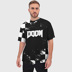 Футболка оверсайз мужская Doom краски клетка, цвет: 3D-принт — фото 2